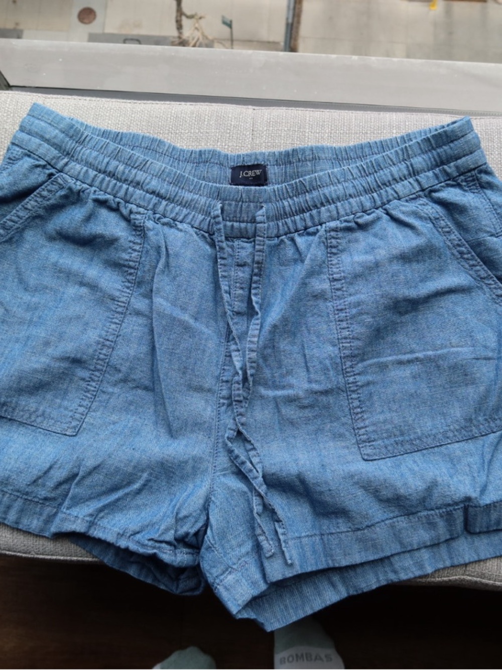J. Crew Blue Linen-Blend Drawstring Athletic Shorts